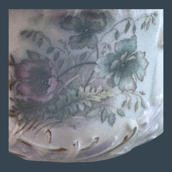 Antique Bavarian China Sugar Bowl Lid Hand Painted Floral Design Made In Germany - Picture 7 of 10